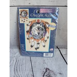 Native Wolf Counted Cross Stitch Kit Creative Accents New Open Kit